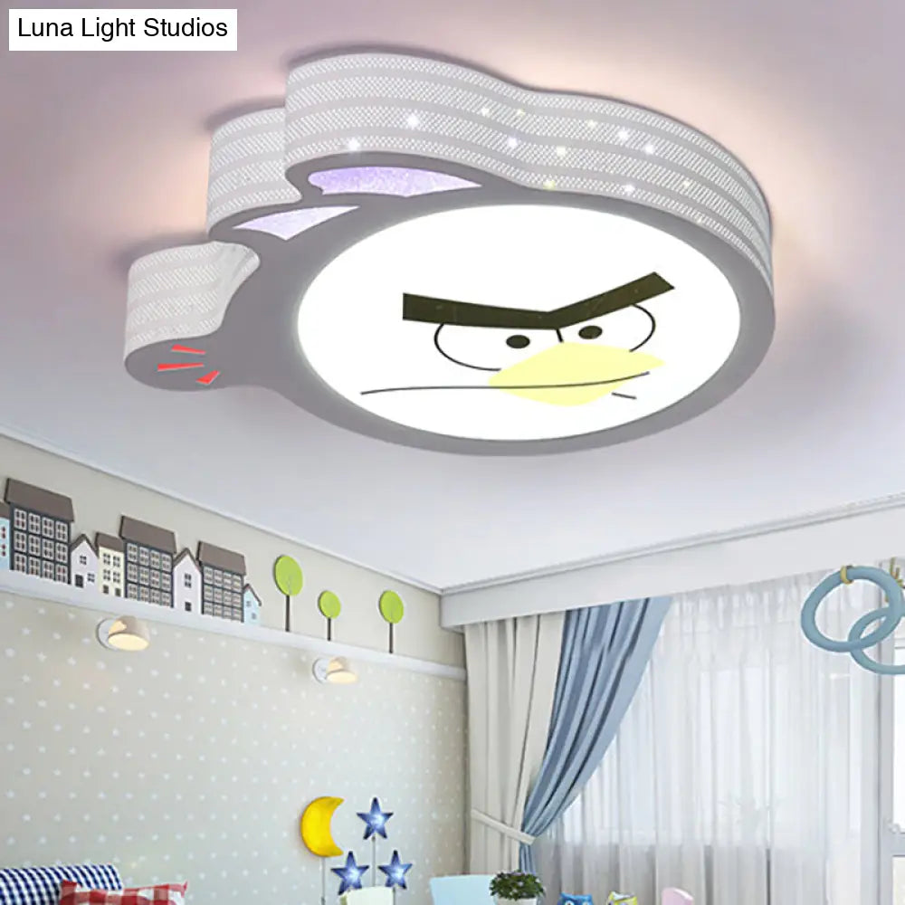 Kid’s Cartoon Flush Mount Ceiling Light: Modern Acrylic Fixture In White