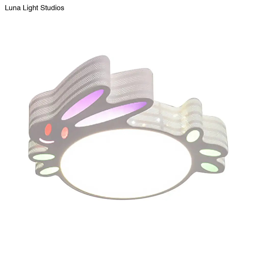 Kid’s Cartoon Flush Mount Ceiling Light: Modern Acrylic Fixture In White