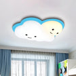 Kids Cartoon Led Cloud Ceiling Light - Pink/Blue Flush Mount Fixture For Bedroom Blue