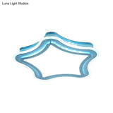 Kids Cartoon Led Flush Ceiling Light: Blue & White Acrylic Metal Lamp For Child Bedroom