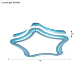 Kids Cartoon Led Flush Ceiling Light: Blue & White Acrylic Metal Lamp For Child Bedroom