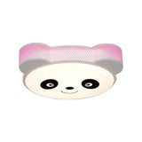 Kids Cartoon Panda Flush Mount Ceiling Light - Acrylic Fixture For Kindergarten
