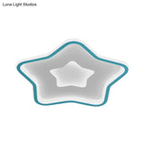 Kids’ Cartoon Star Led Ceiling Light In Pink/Blue - Flush Mount Design