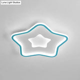 Kids’ Cartoon Star Led Ceiling Light In Pink/Blue - Flush Mount Design