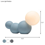 Kids Caterpillar Cartoon Table Lamp - Cute Frosted Glass Reading Light In Grey/White/Blue