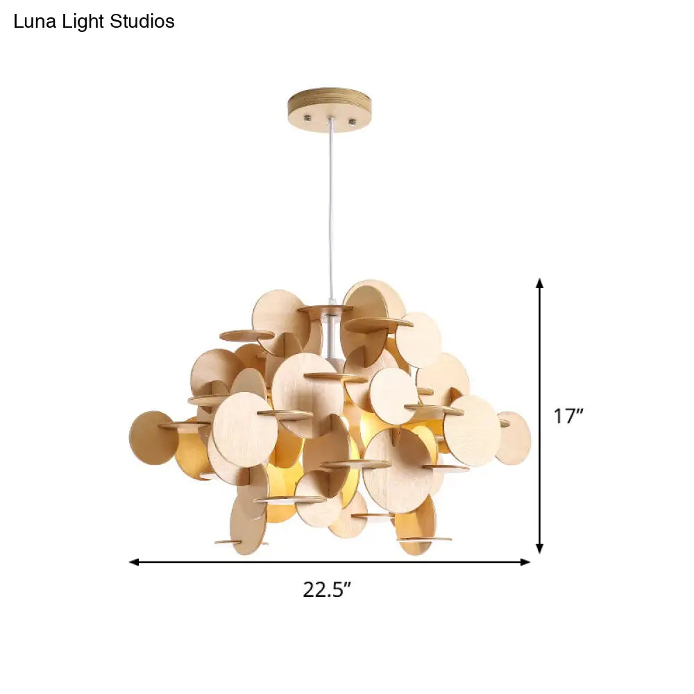 Kids Dot Decor Chandelier:woody Hanging Light For Dining & Nursing Room