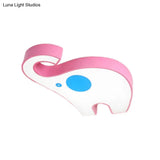Kid’s Elephant Led Ceiling Mount Light - Vibrant Acrylic Animal Candy Colored Lamp