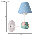 Kids Elephant Wall Lamp Iron 1-Light Sconce With Pink/Blue Shade - Perfect For Child Bedroom