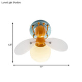 Kids Firefly Orange Glass Semi Flush Ceiling Light For Corridor