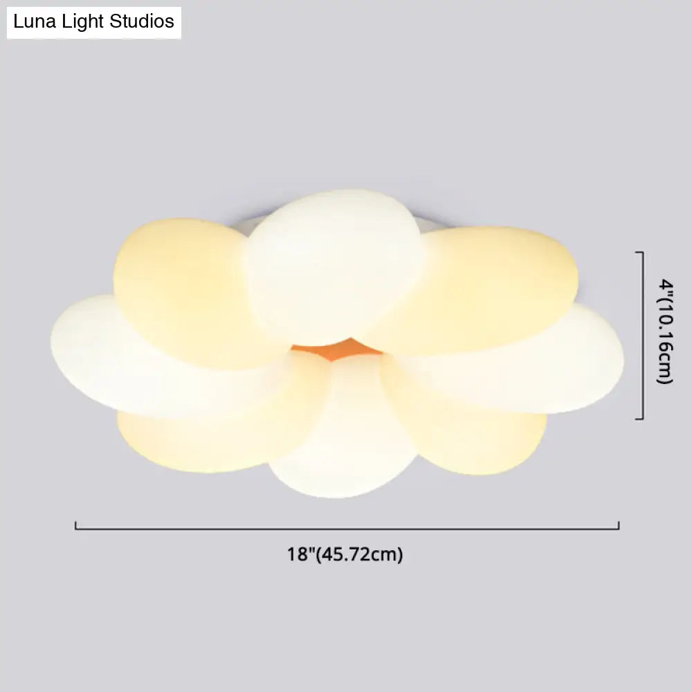 Kids Flower Flush Mount Lighting - 1 Light Plastic Ceiling Fixture For Girls Bedroom