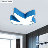 Kid’s Flying Pigeon Led Flush Mount Ceiling Fixture - White/Red/Yellow