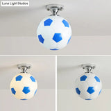 Kids Football Ceiling Mounted Fixture - Close To Lighting For Bedroom With Glass Style