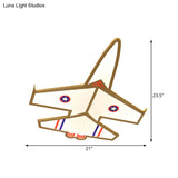 Kid’s Golden Jet Flushmount Ceiling Light With Acrylic Led For Boys Bedroom (Warm/White)