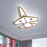 Kid’s Golden Jet Flushmount Ceiling Light With Acrylic Led For Boys Bedroom (Warm/White) Gold /