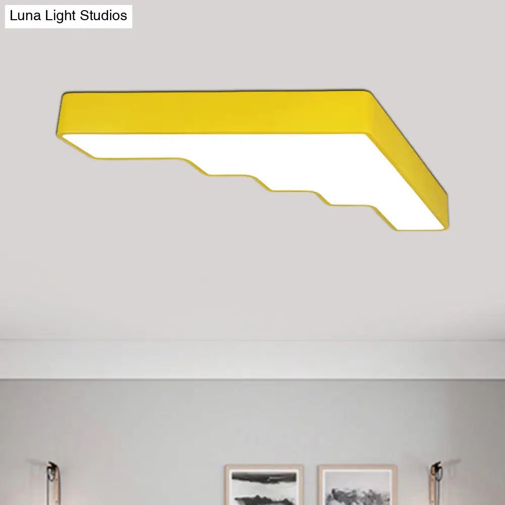 Kid’s Led Acrylic Flush Mount Ceiling Lamp In Blue/Pink/Yellow With Ladder Design