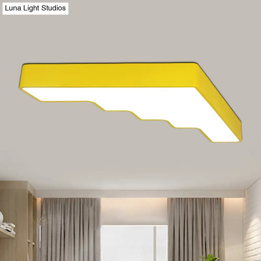 Kid’s Led Acrylic Flush Mount Ceiling Lamp In Blue/Pink/Yellow With Ladder Design