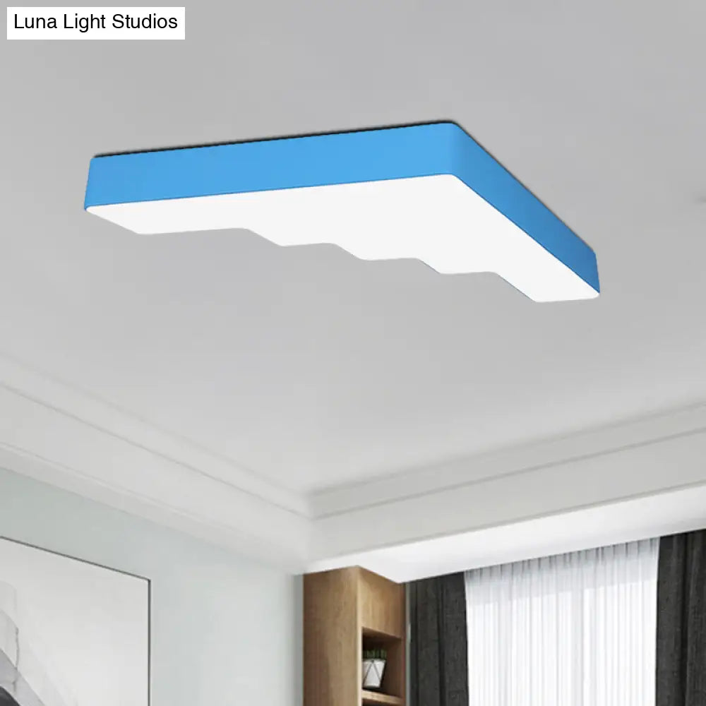 Kid’s Led Acrylic Flush Mount Ceiling Lamp In Blue/Pink/Yellow With Ladder Design