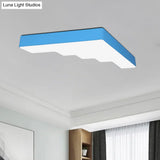 Kid’s Led Acrylic Flush Mount Ceiling Lamp In Blue/Pink/Yellow With Ladder Design