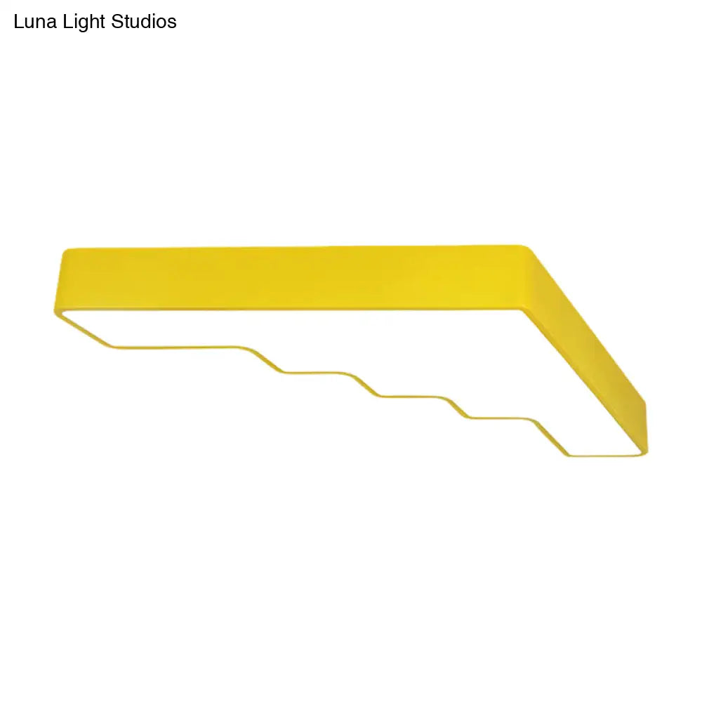 Kid’s Led Acrylic Flush Mount Ceiling Lamp In Blue/Pink/Yellow With Ladder Design