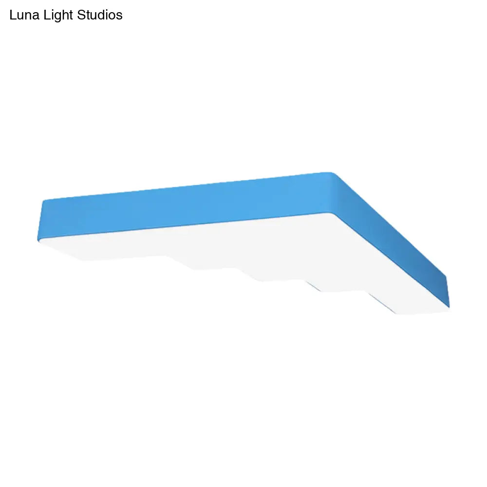 Kid’s Led Acrylic Flush Mount Ceiling Lamp In Blue/Pink/Yellow With Ladder Design