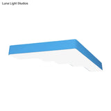 Kid’s Led Acrylic Flush Mount Ceiling Lamp In Blue/Pink/Yellow With Ladder Design