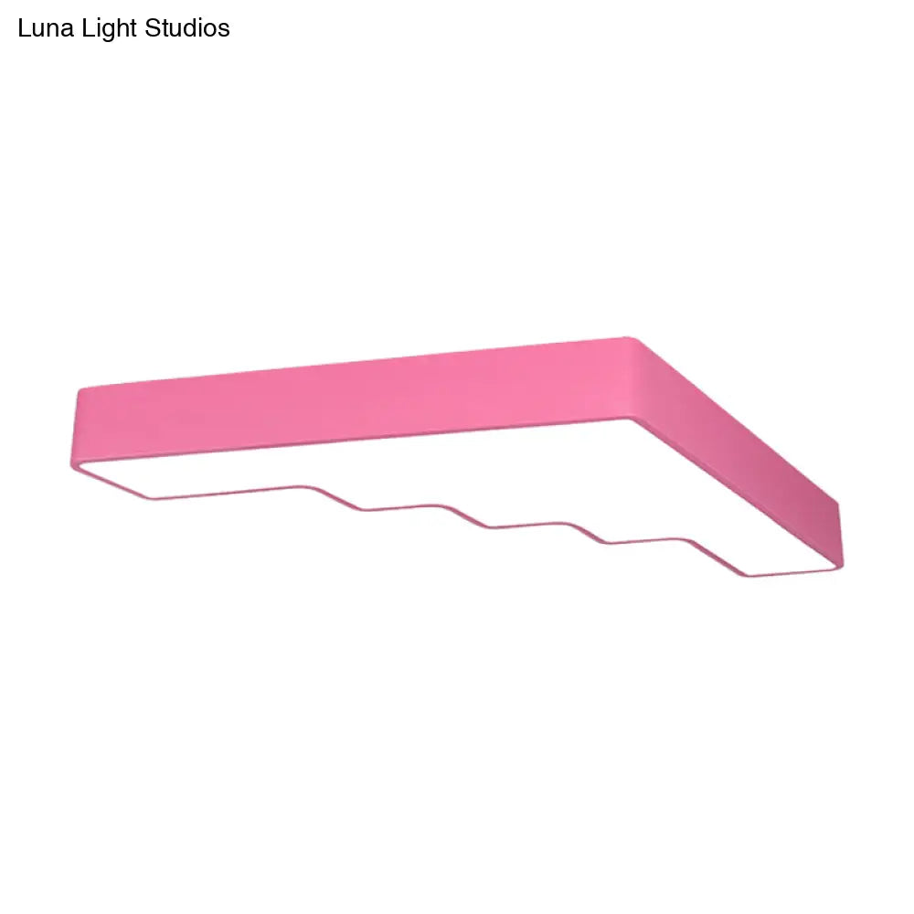 Kid’s Led Acrylic Flush Mount Ceiling Lamp In Blue/Pink/Yellow With Ladder Design