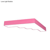 Kid’s Led Acrylic Flush Mount Ceiling Lamp In Blue/Pink/Yellow With Ladder Design