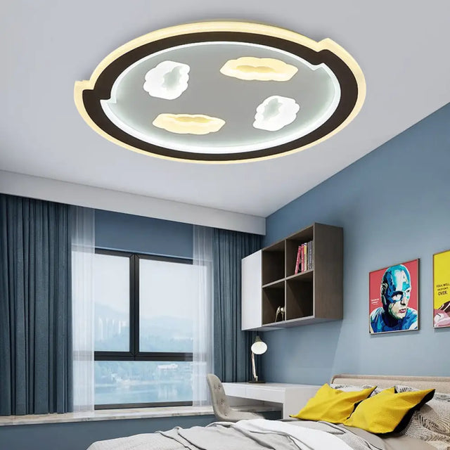 Kids’ Led Black Ceiling Light With Cloud Design For Baby Room And Hallway