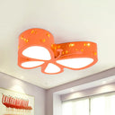 Kids Led Butterfly Ceiling Light - Acrylic Flush Mount Pink/Blue/Orange With Warm/White Orange /