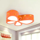 Kids Led Butterfly Ceiling Light - Acrylic Flush Mount Pink/Blue/Orange With Warm/White Orange /