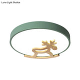 Kid’s Led Deer Flush Mount Ceiling Light In Gray/White With Acrylic And Wood Accents