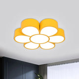 Kids Led Flower Ceiling Light Fixture: Acrylic Flush Mount Lighting In Red/Yellow/Green Yellow
