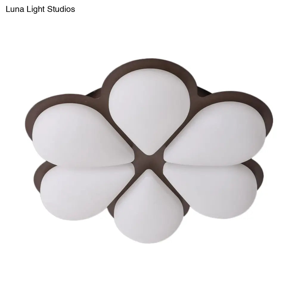 Kid’s Led Flush Mount Ceiling Light In Grey/White/Coffee For Bedroom