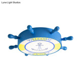 Kids Led Flush Mount Ceiling Light With Rudder Acrylic Shade - Blue/Yellow 16’/19.5’ Wide