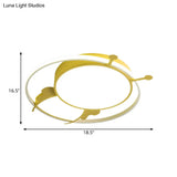 Kids Led Flush Mount Lamp With Metal Ring - Pink/Yellow Pendant Light Featuring Acrylic Bee Shade