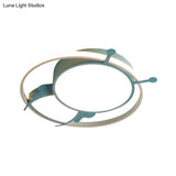 Kids Led Flush Mount Lamp With Metal Ring - Pink/Yellow Pendant Light Featuring Acrylic Bee Shade