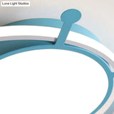 Kids Led Flush Mount Lamp With Metal Ring - Pink/Yellow Pendant Light Featuring Acrylic Bee Shade