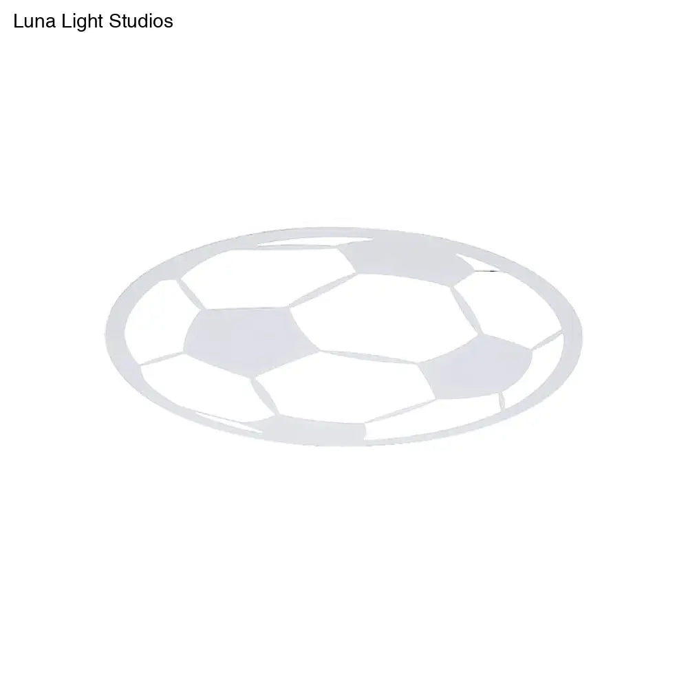 Kid’s Led Football Flush Light: Black/White Acrylic Mount For Boys Bedroom