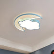 Kid’s Led Moon And Cloud Flushmount Ceiling Light In Blue/Pink Blue