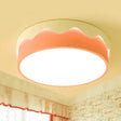 Kids Led Pink Drum Ceiling Light With Warm/White Acrylic Flush Mount / White