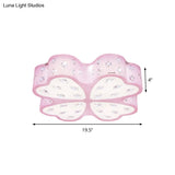 Kid’s Led Pink Flower Ceiling Light With Crystal Deco