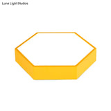 Kids’ Metal Acrylic Hexagon Flush Ceiling Light - Simple Led Lamp For Living Room
