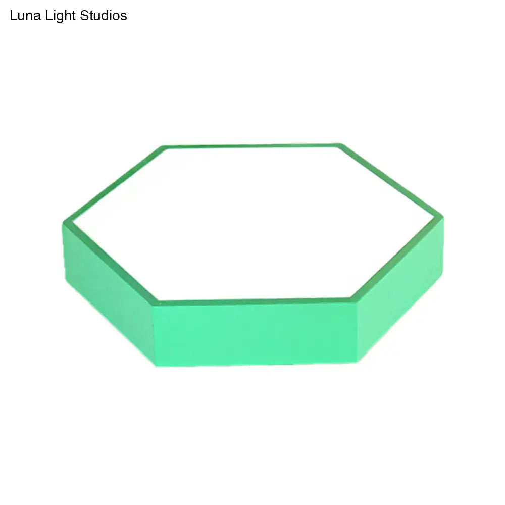 Kids’ Metal Acrylic Hexagon Flush Ceiling Light - Simple Led Lamp For Living Room