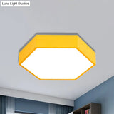 Kids’ Metal Acrylic Hexagon Flush Ceiling Light - Simple Led Lamp For Living Room