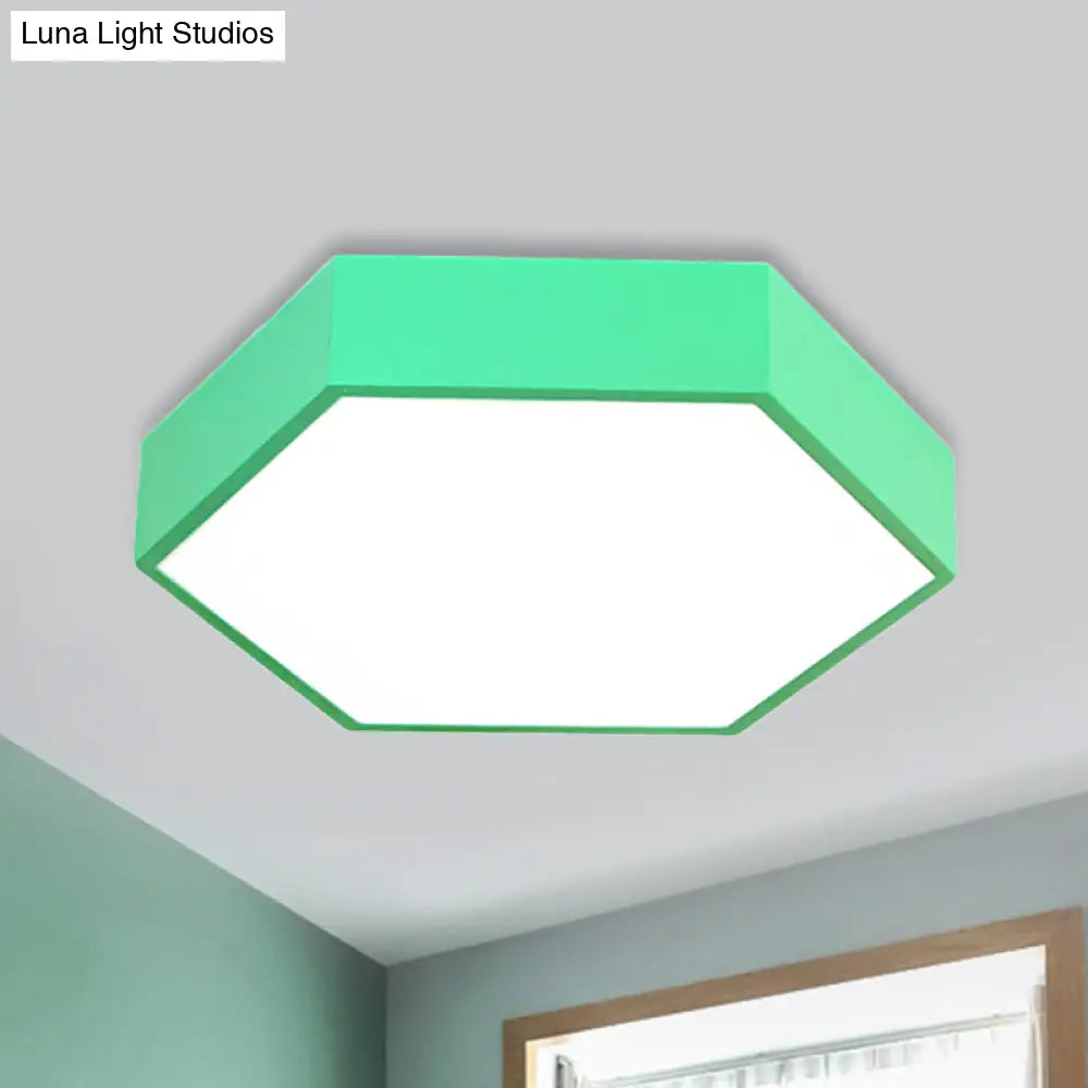 Kids’ Metal Acrylic Hexagon Flush Ceiling Light - Simple Led Lamp For Living Room