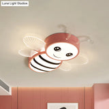 Kids Metal Bee Flush Mount Ceiling Light - Led Close To Lamp