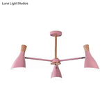 Kids Metal Chandelier: Rotatable Bottle Shape Light In Pink For Nursing Room