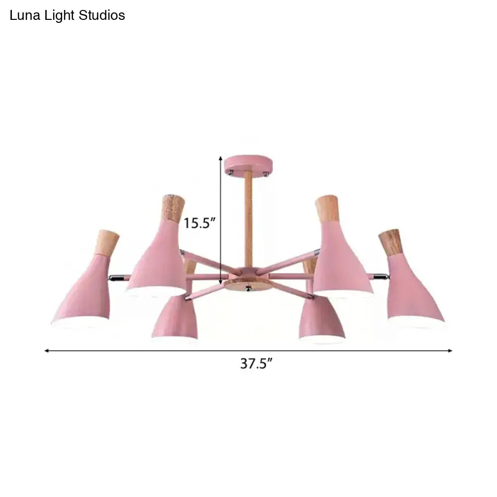 Kids Metal Chandelier: Rotatable Bottle Shape Light In Pink For Nursing Room
