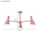 Kids Metal Chandelier: Rotatable Bottle Shape Light In Pink For Nursing Room