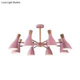 Kids Metal Chandelier: Rotatable Bottle Shape Light In Pink For Nursing Room